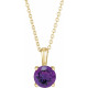 Genuine Amethyst Necklace in 14 Karat Yellow Gold Amethyst 16 to 18 inch Pendant