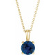 Lab Grown Sapphire Necklace in 14 Karat Yellow Gold Lab Sapphire 16 to 18 inch Pendant