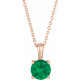 Genuine Emerald Necklace in 14 Karat Rose Gold Emerald 16 to 18 inch Pendant