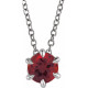 Red Garnet Necklace in Platinum Mozambique Garnet Solitaire 16 to 18 inch Pendant