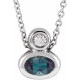 Sterling Silver 5x3 mm Oval Lab Grown Blue Sapphire & .03 Carats Diamond 16 to 18 inch Pendant