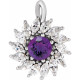 Platinum Natural Amethyst & 0.60 Carats Natural Diamond Halo Pendant