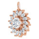 14 Karat Rose Gold Natural White Sapphire & 0.60 Carats Natural Diamond Halo Pendant