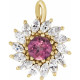 14 Karat Yellow Gold Natural Pink Tourmaline & 0.60 Carats Natural Diamond Halo Pendant