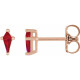 14 Karat Rose Gold Kite Cut Lab Ruby Earrings
