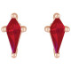14 Karat Rose Gold Kite Cut Lab Ruby Earrings