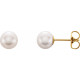 14 Karat Yellow Gold 6.5 mm Cultured White Freshwater Pearl Earrings