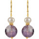 14 Karat Yellow Gold Amethyst and Freshwater Cultured Pearl Earrings