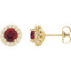 Red Garnet Earrings in 14 Karat Yellow Gold Mozambique Garnet & 1/6 Carat Diamond Earrings