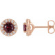 Genuine Ruby Earrings in 14 Karat Rose Gold Ruby & 1/6 Carat Diamond Earrings 