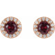 Genuine Ruby Earrings in 14 Karat Rose Gold Ruby & 1/6 Carat Diamond Earrings 