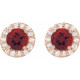 Red Garnet Earrings in 14 Karat Rose Gold Mozambique Garnet & 1/6 Carat Diamond Earrings  