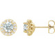 Genuine White Sapphires set in 14 Karat Yellow Gold Sapphire and 0.16 Carat Diamond Earrings