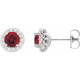 Red Garnet Earrings in Sterling Silver Mozambique Garnet & 1/6 Carat Diamond Earrings  