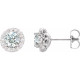 Genuine White Sapphires set in Sterling Silver Sapphire and 0.16 Carat Diamond Earrings