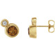 Golden Citrine Earrings in 14 Karat Yellow Gold Citrine & 1/8 Carat Diamond Earrings        