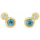 Genuine Blue Zircon set in 14 Karat Yellow Gold Genuine Zircon and 0.12 Carat Diamond Earrings