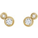 Genuine White Sapphires set in 14 Karat Yellow Gold Sapphire and 0.12 Carat Diamond Earrings