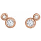 Genuine White Sapphires set in 14 Karat Rose Gold Sapphire and 0.12 Carat Diamond Earrings