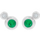 Genuine Emerald Earrings in Platinum Emerald & 1/8 Carat Diamond Earrings