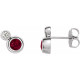 Genuine Ruby Earrings in Sterling Silver Ruby & 1/8 Carat Diamond Earrings