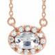 White Diamond Necklace in 14 Karat Rose Gold 9/10 Carat Diamond 16" Necklace