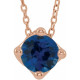 Genuine Sapphire Necklace in 14 Karat Rose Gold Genuine Sapphire Solitaire 16-18" Necklace