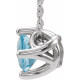 Genuine Aquamarine Necklace in 14 Karat White Gold Aquamarine Solitaire 16-18" Necklace