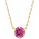 Pink Tourmaline Necklace in 14 Karat Yellow Gold Pink Tourmaline Solitaire 16" Necklace 