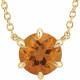 Golden Citrine Necklace in 14 Karat Yellow Gold Citrine Solitaire 16" Necklace 