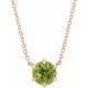 Genuine Peridot Necklace in 14 Karat Rose Gold Peridot Solitaire 18" Necklace 