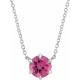 Pink Tourmaline Necklace in Sterling Silver Pink Tourmaline Solitaire 18" Necklace 
