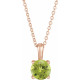 Genuine Peridot Necklace in 14 Karat Rose Gold Peridot 16-18" Necklace 