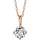 White Diamond Necklace in 14 Karat Rose Gold 3/4 Carat Diamond Solitaire 16 to 18 inch Necklace