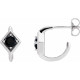 Sterling Silver Natural Onyx Geometric Hoop Earrings