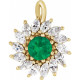 14K Yellow Lab-Grown Emerald & 5/8 CTW Natural Diamond Halo-Style Pendant