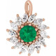 14K Rose Lab-Grown Emerald & 5/8 CTW Natural Diamond Halo-Style Pendant