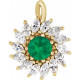 14K Yellow Natural Emerald & 5/8 CTW Natural Diamond Halo-Style Pendant