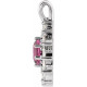 Sterling Silver Natural Pink Tourmaline & 5/8 CTW Natural Diamond Halo-Style Pendant