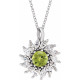 Platinum Natural Peridot & 5/8 CTW Natural Diamond Halo-Style 16-18" Necklace