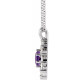 14K White Natural Amethyst & 5/8 CTW Natural Diamond Halo-Style 16-18" Necklace