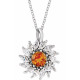 Platinum Natural Citrine & 5/8 CTW Natural Diamond Halo-Style 16-18" Necklace