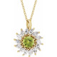 14K Yellow Natural Peridot & 5/8 CTW Natural Diamond Halo-Style 16-18" Necklace