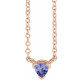 14K Rose Natural Tanzanite Solitaire 18" Necklace