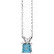 Sterling Silver 3.5x3.5 mm Square Natural London Blue Topaz 16 inch Necklace