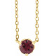 14K Yellow Natural Rhodolite Garnet Solitaire 18" Necklace