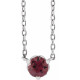 14K White Natural Rhodolite Garnet Solitaire 18" Necklace