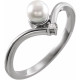 Sterling Silver Akoya Cultured Pearl and .025 Carat Diamond Ring