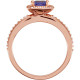 Tanzanite Ring in 14 Karat Rose Gold 5mm Square 0.20 Carat Diamond Semi-Set Engagement Ring