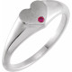 White Gold Ruby Ring 14 Karat Natural Ruby Heart Signet Ring